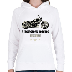 PRINTFASHION A legnagyobb motoros - Névvel - Női kapucnis pulóver - Fehér