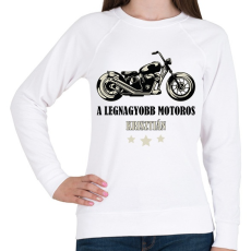 PRINTFASHION A legnagyobb motoros - Névvel - Női pulóver - Fehér