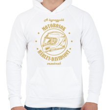 PRINTFASHION A legnagyobb motorosok - Harley-Davidson - Férfi kapucnis pulóver - Fehér férfi pulóver, kardigán