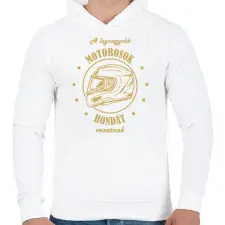 PRINTFASHION A legnagyobb motorosok - Honda - Férfi kapucnis pulóver - Fehér férfi pulóver, kardigán