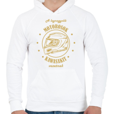 PRINTFASHION A legnagyobb motorosok - Kawasaki - Férfi kapucnis pulóver - Fehér