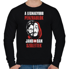 PRINTFASHION A legnagyobb pénzrablók januárban születtek - Férfi pulóver - Fekete férfi pulóver, kardigán