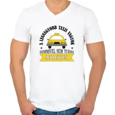 PRINTFASHION A legnagyobb taxis vagyok - Férfi V-nyakú póló - Fehér