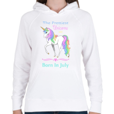 PRINTFASHION A legszebb egyszarvúak júniusban születnek - Női kapucnis pulóver - Fehér női pulóver, kardigán