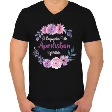 PRINTFASHION A legszebb nők áprilisban születtek - Férfi V-nyakú póló - Fekete férfi póló
