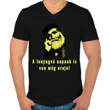 PRINTFASHION A lenyugvó napnak is van még ereje - Férfi V-nyakú póló - Fekete férfi póló