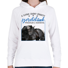 PRINTFASHION A lovak iránt érzet szeretetünk - Női kapucnis pulóver - Fehér női pulóver, kardigán