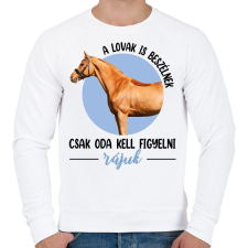 PRINTFASHION A lovak is beszélnek - Férfi pulóver - Fehér férfi pulóver, kardigán