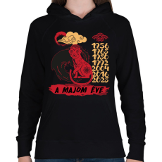 PRINTFASHION A majom éve - Női kapucnis pulóver - Fekete