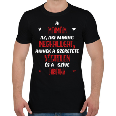 PRINTFASHION A mamám az, aki mindig meghallgat - Fehér - Férfi póló - Fekete
