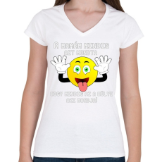 PRINTFASHION a mamám mindig - Női V-nyakú póló - Fehér