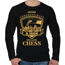 PRINTFASHION A man who loves chess - Férfi hosszú ujjú póló - Fekete férfi póló