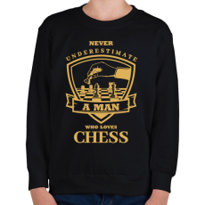 PRINTFASHION A man who loves chess - Gyerek pulóver - Fekete