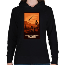 PRINTFASHION A Mars terraformálása - Női kapucnis pulóver - Fekete női pulóver, kardigán