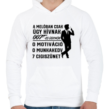 PRINTFASHION A melóban úgy hívnak 007-es ügynök - Férfi kapucnis pulóver - Fehér férfi pulóver, kardigán