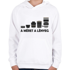 PRINTFASHION A méret a lényeg - Gyerek kapucnis pulóver - Fehér