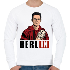 PRINTFASHION A nagy pénzrablás - Berlin - Férfi pulóver - Fehér