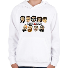 PRINTFASHION A nagy pénzrablás! - Gyerek kapucnis pulóver - Fehér