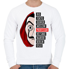 PRINTFASHION A nagy pénzrablás - La casa de papel - Férfi pulóver - Fehér
