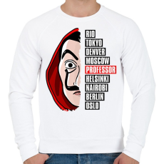 PRINTFASHION A nagy pénzrablás - La Casa de Papel - Money Heist - Férfi pulóver - Fehér