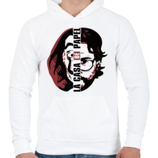 PRINTFASHION A Nagy Pénzrablás - Money Heist - La Casa de Papel - Férfi kapucnis pulóver - Fehér