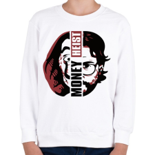 PRINTFASHION A Nagy Pénzrablás - Money Heist - La Casa de Papel - Gyerek pulóver - Fehér gyerek pulóver, kardigán