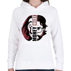 PRINTFASHION A Nagy Pénzrablás - Money Heist - La Casa de Papel - Női kapucnis pulóver - Fehér