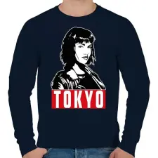 PRINTFASHION A nagy pénzrablás - Tokyo fehér - Férfi pulóver - Sötétkék férfi pulóver, kardigán