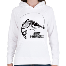 PRINTFASHION A nagy pontyvadász - Női kapucnis pulóver - Fehér női pulóver, kardigán