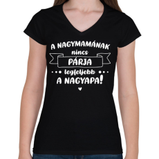 PRINTFASHION A nagymamának nincs párja - Fehér - Női V-nyakú póló - Fekete
