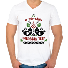 PRINTFASHION A néptánc boldoggá tesz - Férfi V-nyakú póló - Fehér férfi póló