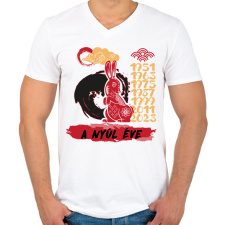 PRINTFASHION A nyúl éve - Férfi V-nyakú póló - Fehér férfi póló
