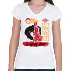 PRINTFASHION A nyúl éve - Női V-nyakú póló - Fehér