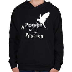 PRINTFASHION A Papagájom az én Patrónusom - Gyerek kapucnis pulóver - Fekete