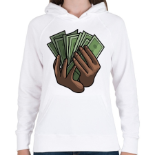 PRINTFASHION A pénz beszél. - Női kapucnis pulóver - Fehér női pulóver, kardigán