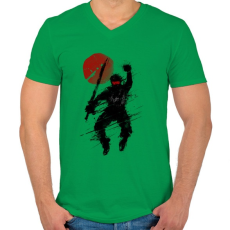 PRINTFASHION A pillanat - Férfi V-nyakú póló - Zöld