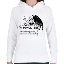 PRINTFASHION a pokol is! - Női kapucnis pulóver - Fehér női pulóver, kardigán