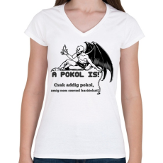 PRINTFASHION a pokol is! - Női V-nyakú póló - Fehér