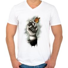 PRINTFASHION A remény jele - Férfi V-nyakú póló - Fehér