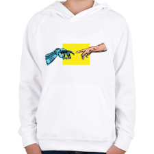 PRINTFASHION A robot teremtése - Gyerek kapucnis pulóver - Fehér gyerek pulóver, kardigán