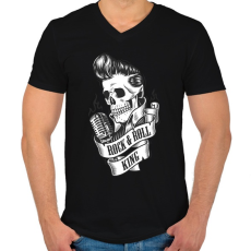 PRINTFASHION A rock királya - Férfi V-nyakú póló - Fekete