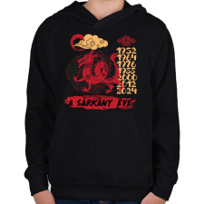 PRINTFASHION A sárkány éve - Gyerek kapucnis pulóver - Fekete gyerek pulóver, kardigán