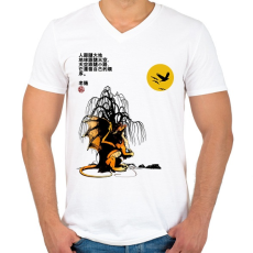 PRINTFASHION A sárkány kémleli az eget - Férfi V-nyakú póló - Fehér