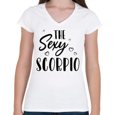 PRINTFASHION A sexy skorpió - Női V-nyakú póló - Fehér női póló