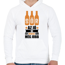 PRINTFASHION A sör az jó - Férfi kapucnis pulóver - Fehér férfi pulóver, kardigán