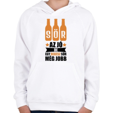 PRINTFASHION A sör az jó - Gyerek kapucnis pulóver - Fehér