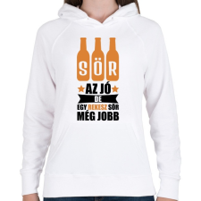 PRINTFASHION A sör az jó - Női kapucnis pulóver - Fehér női pulóver, kardigán