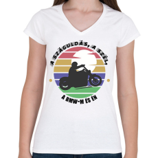 PRINTFASHION A száguldás, a szél - BMW - Női V-nyakú póló - Fehér