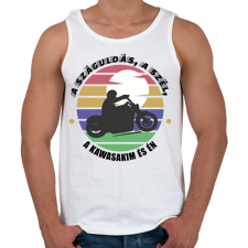 PRINTFASHION A száguldás, a szél -- Kawasaki - Férfi atléta - Fehér atléta, trikó