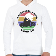 PRINTFASHION A száguldás, a szél - Suzuki - Férfi kapucnis pulóver - Fehér férfi pulóver, kardigán